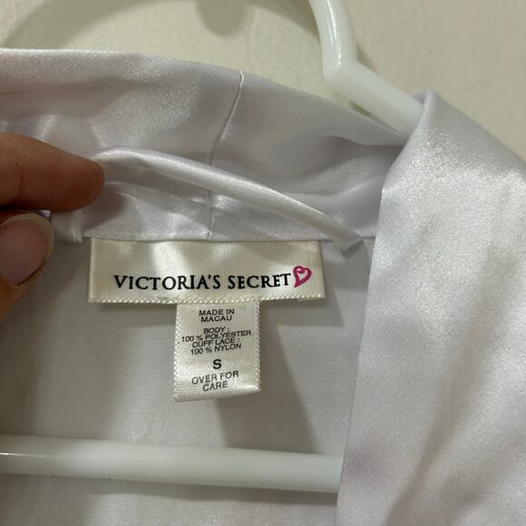 Victoria's Secret Womens Sz Small White Sheer Lace Slip Maxi Dress w/ Robe Bride - Picture 6 of 12